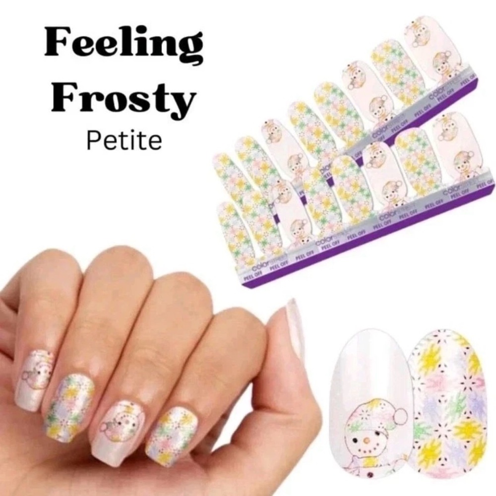 Cute Frosty Petite Nail Wraps - Pastel Snowflake & Snowman